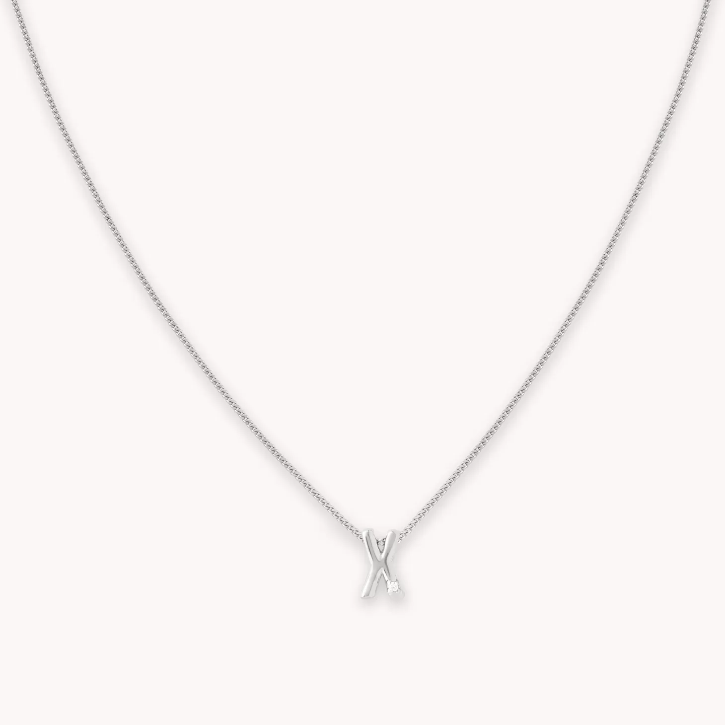 Astrid & Miyu X Initial Pendant Necklace In Silver Rhodium Plated Sterling Silver Outlet