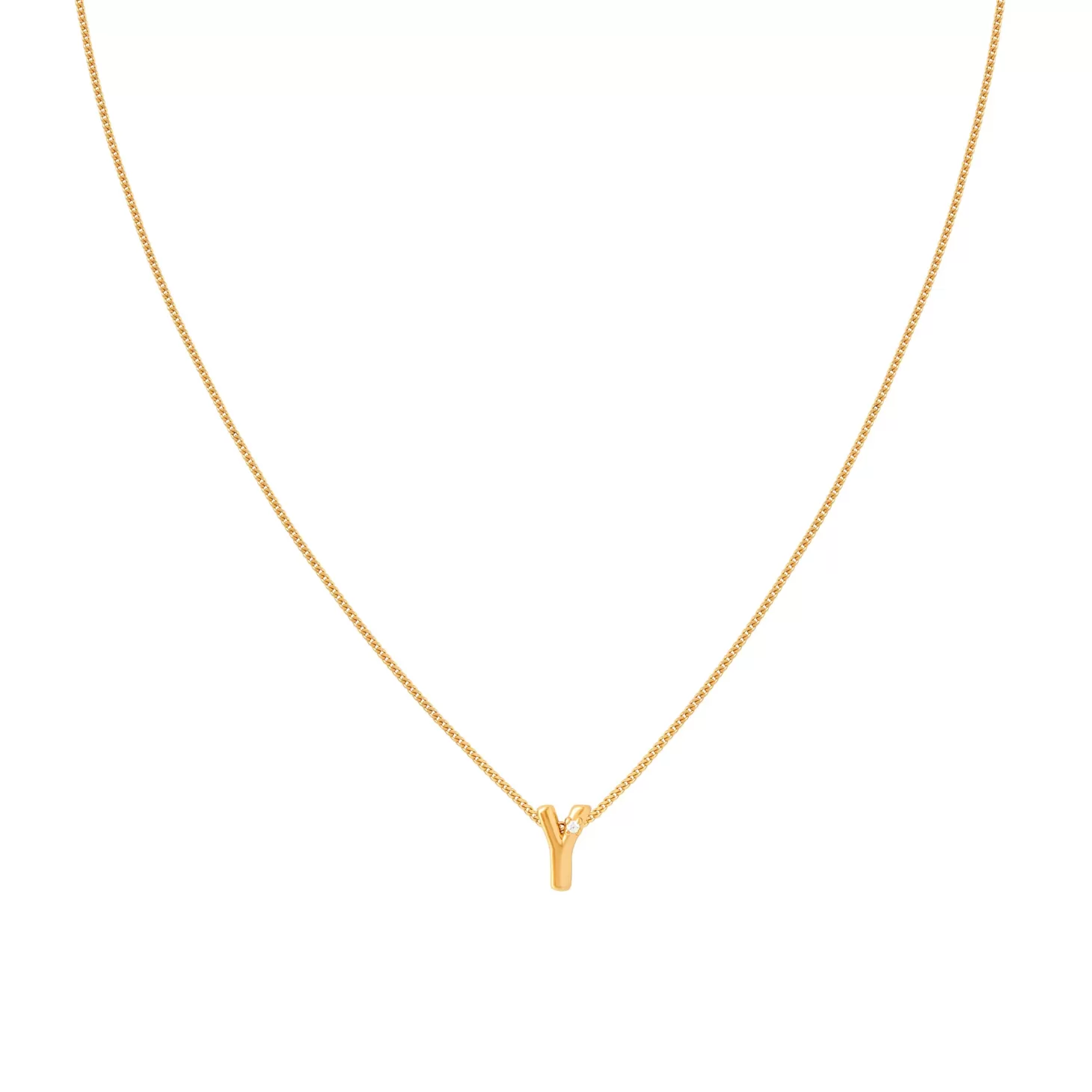Astrid & Miyu Y Initial Pendant Necklace In Gold 18K Gold Plated Sterling Silver Flash Sale