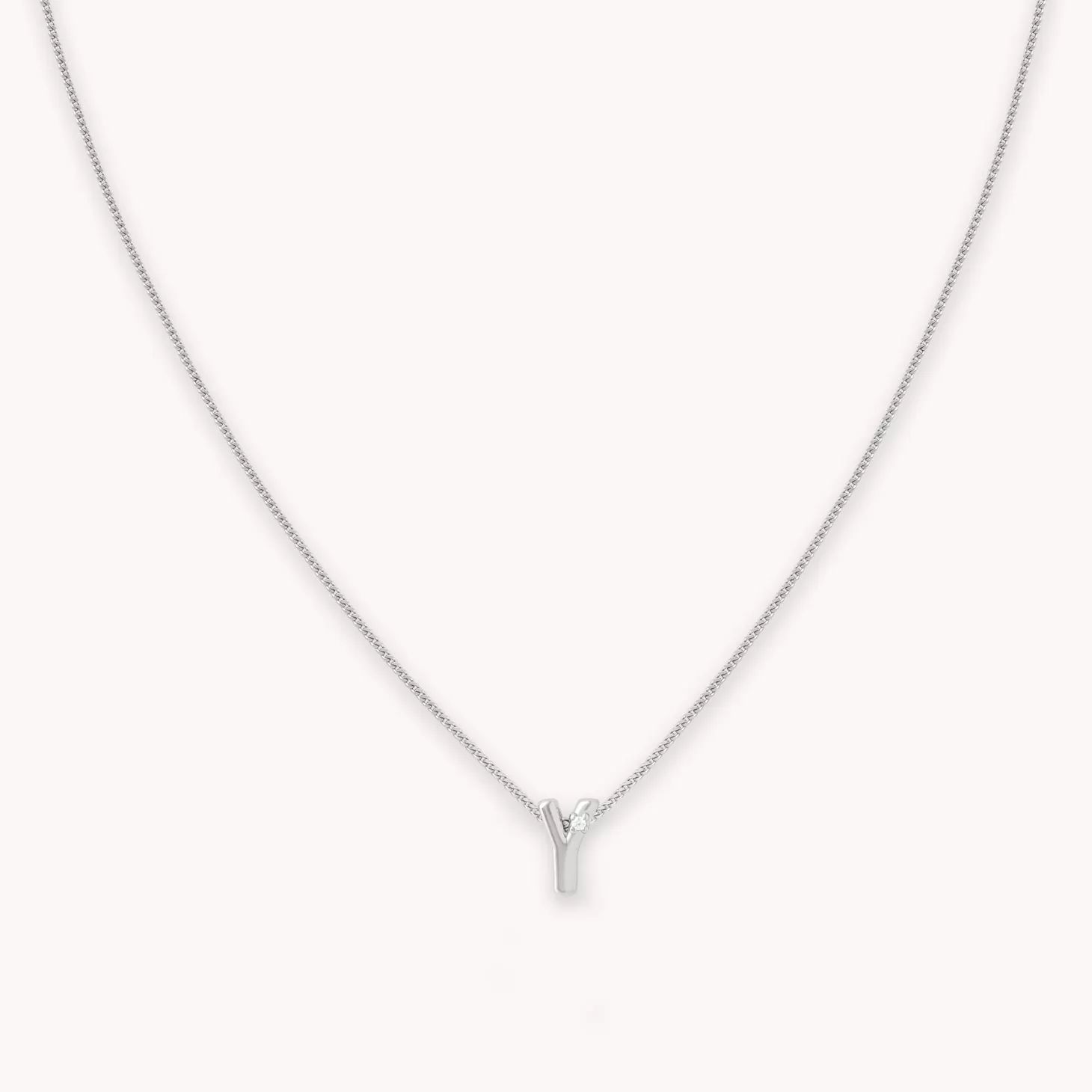 Astrid & Miyu Y Initial Pendant Necklace In Silver Rhodium Plated Sterling Silver Best
